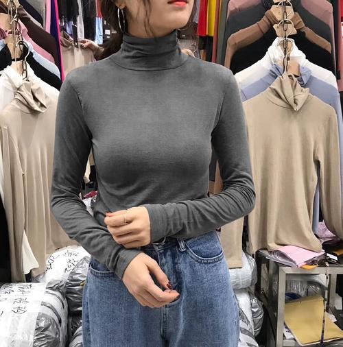 莫代尔修身长袖T恤_修身打底衫的搭配_黑色显瘦百搭T恤