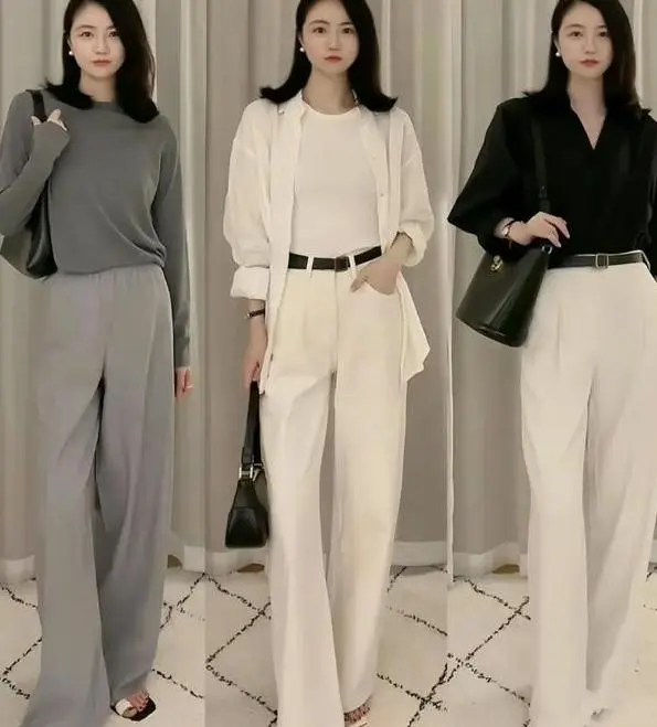 修身打底衫的搭配_冬季保暖穿搭_打底衫大衣直筒裤搭配