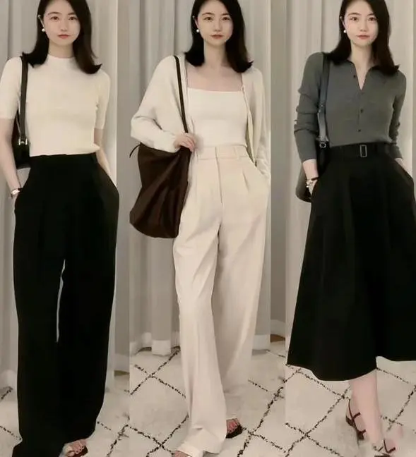 冬季保暖穿搭_修身打底衫的搭配_打底衫大衣直筒裤搭配