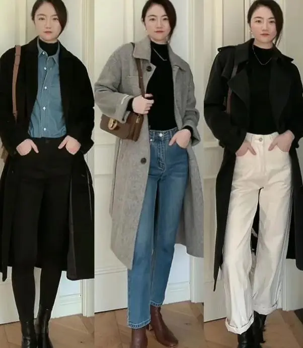 冬季保暖穿搭_打底衫大衣直筒裤搭配_修身打底衫的搭配