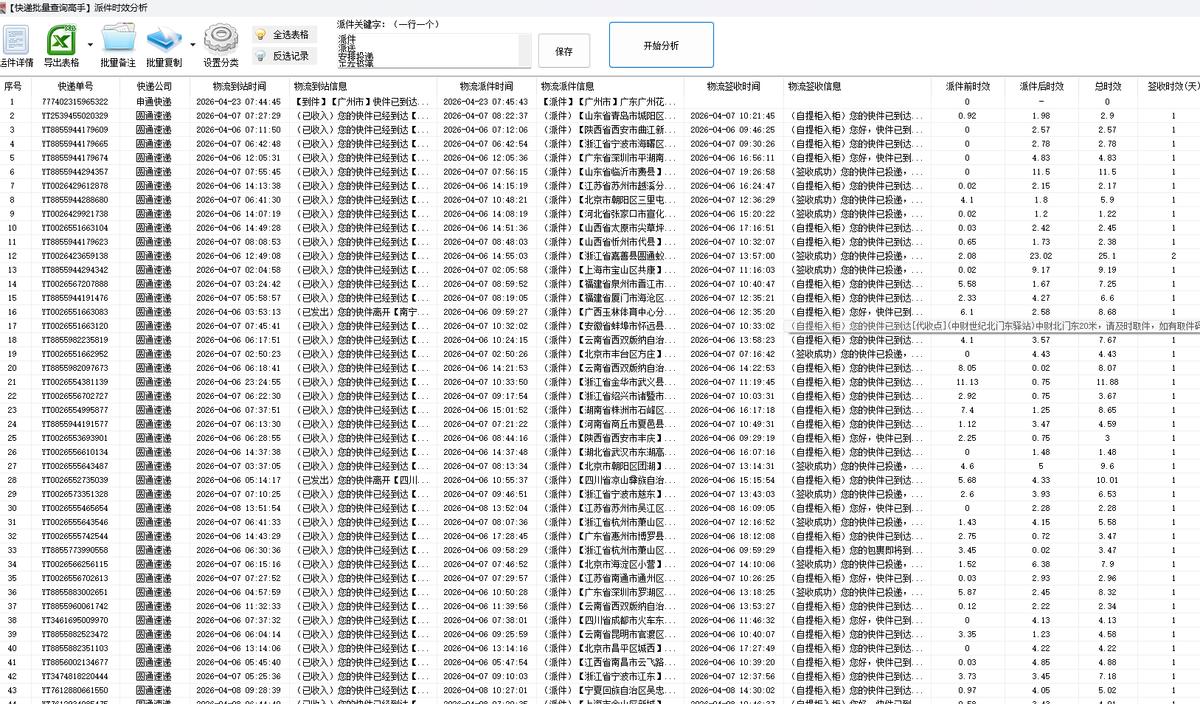 批量查询多个单号物流信息_亚马逊物流单号找不到_物流时效分析工具